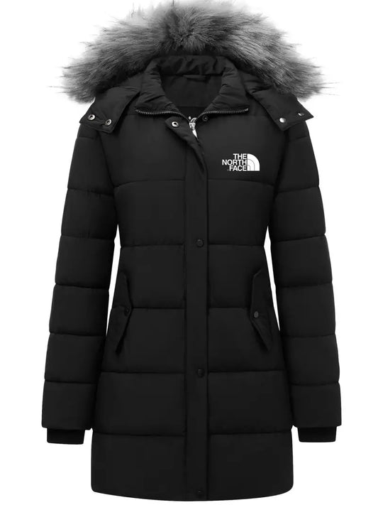 The Nokhjgrth Face-Women's Coat Fur Trim Hooded Jacket