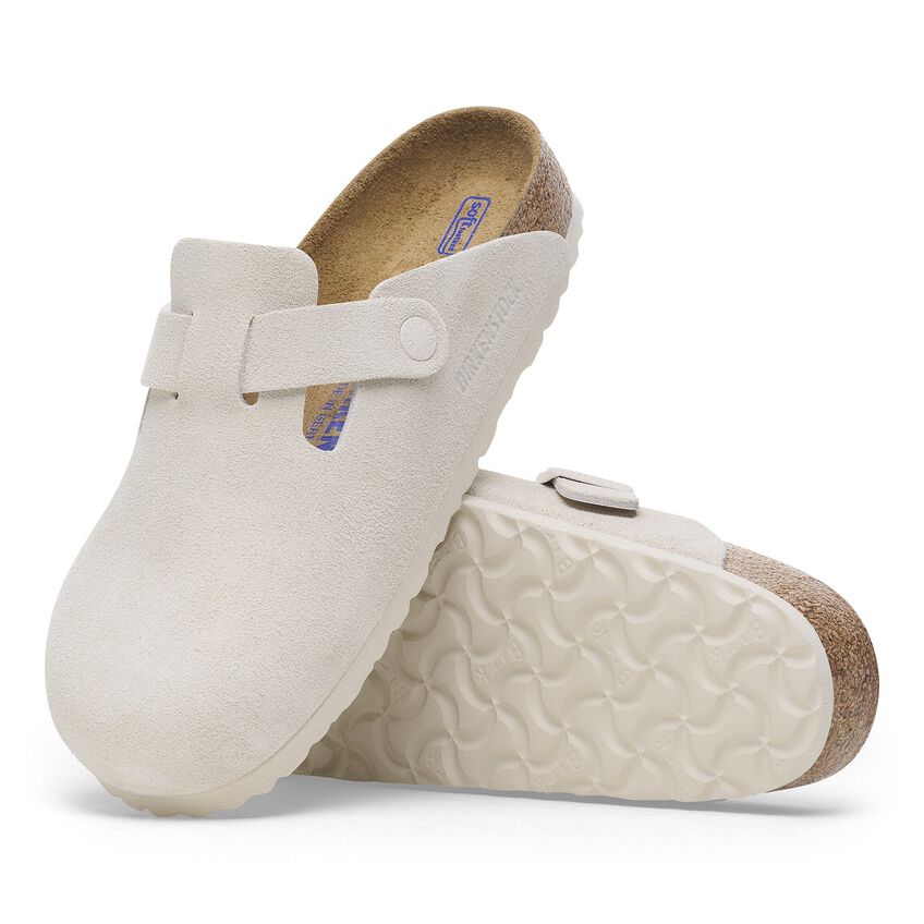 Boston Soft Footbed Suede Leather - Antique White 