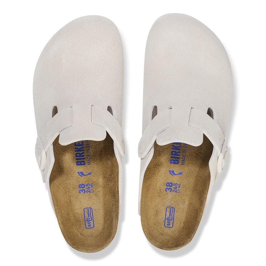 Boston Soft Footbed Suede Leather - Antique White 
