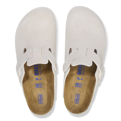 Boston Soft Footbed Suede Leather - Antique White 