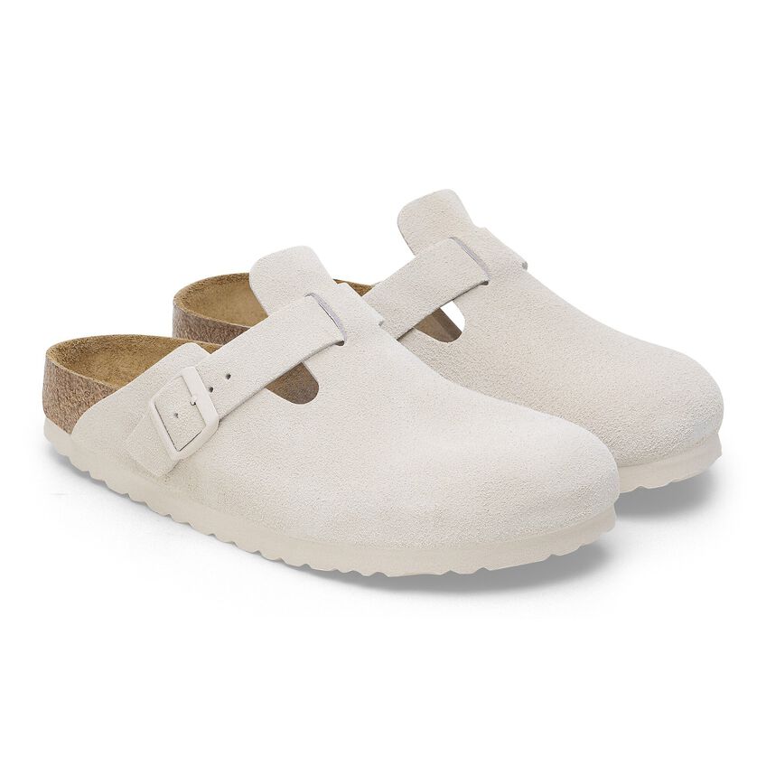 Boston Soft Footbed Suede Leather - Antique White 
