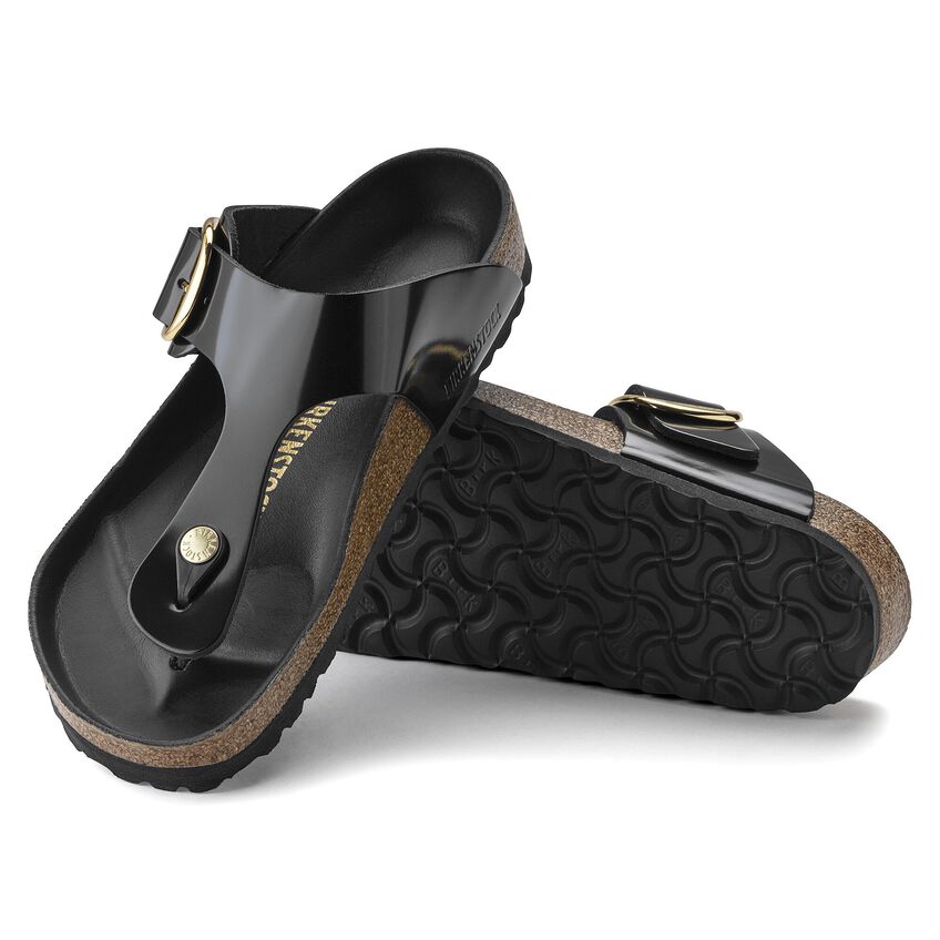 Gizeh Big Buckle Natural Leather Patent - High Shine Black 