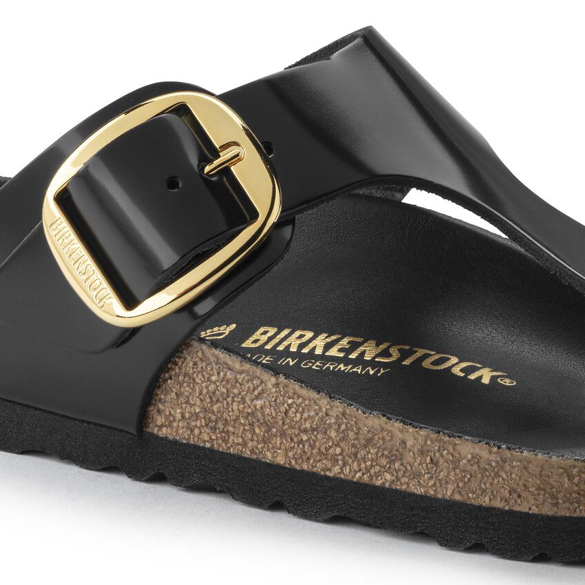 Gizeh Big Buckle Natural Leather Patent - High Shine Black 