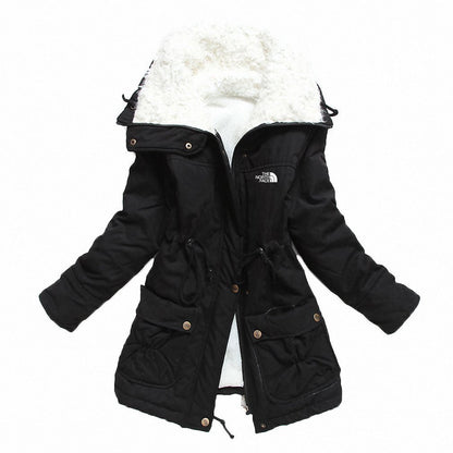 Women's Winter Mid Length Thick Warm Faux Lamb Wool Lined Jacket Coat